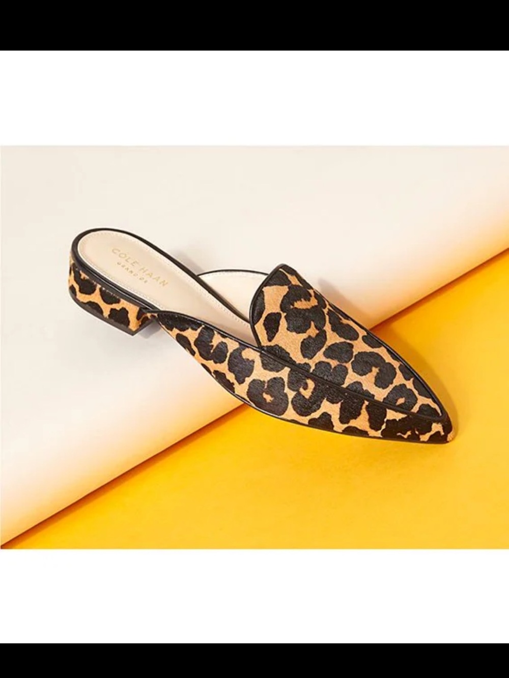 Cole Haan Leopard Calf-Hair Slip-On Mules in Tan & Black NEW WITHOUT TAGS - Picture 7 of 10